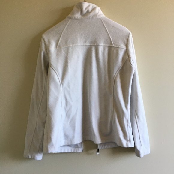 Columbia Cool Intervention Full Zip Up Womens Ivory Fleece Jacket Sz L Athletic - Picture 2 of 5
